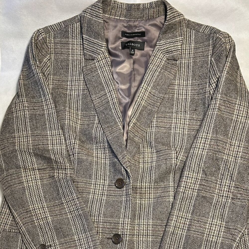Talbot's Long Wool Blend Blazer - Glen Plaid
